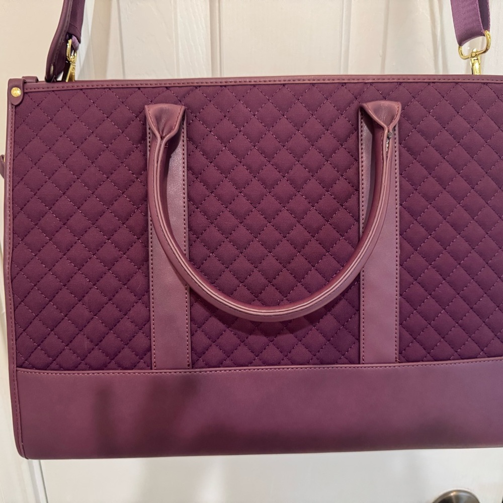 Lovevook Purple Quilted waterproof Laptop Bag with Structured Handles - Picture 7 of 16